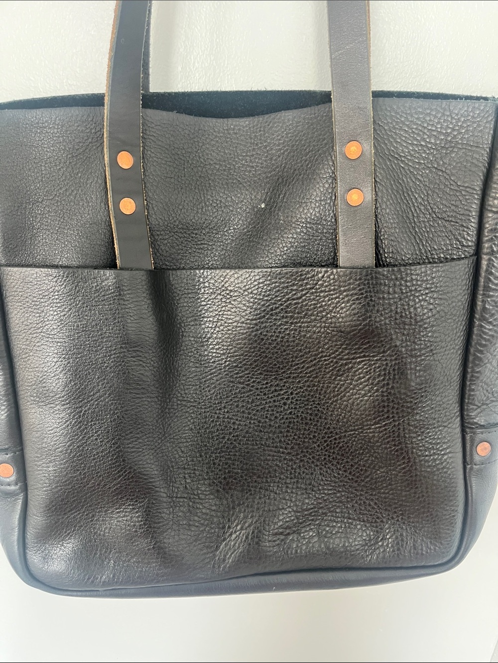 KMM & CO Black Leather Tote with Copper Stud Details - Picture 7 of 13